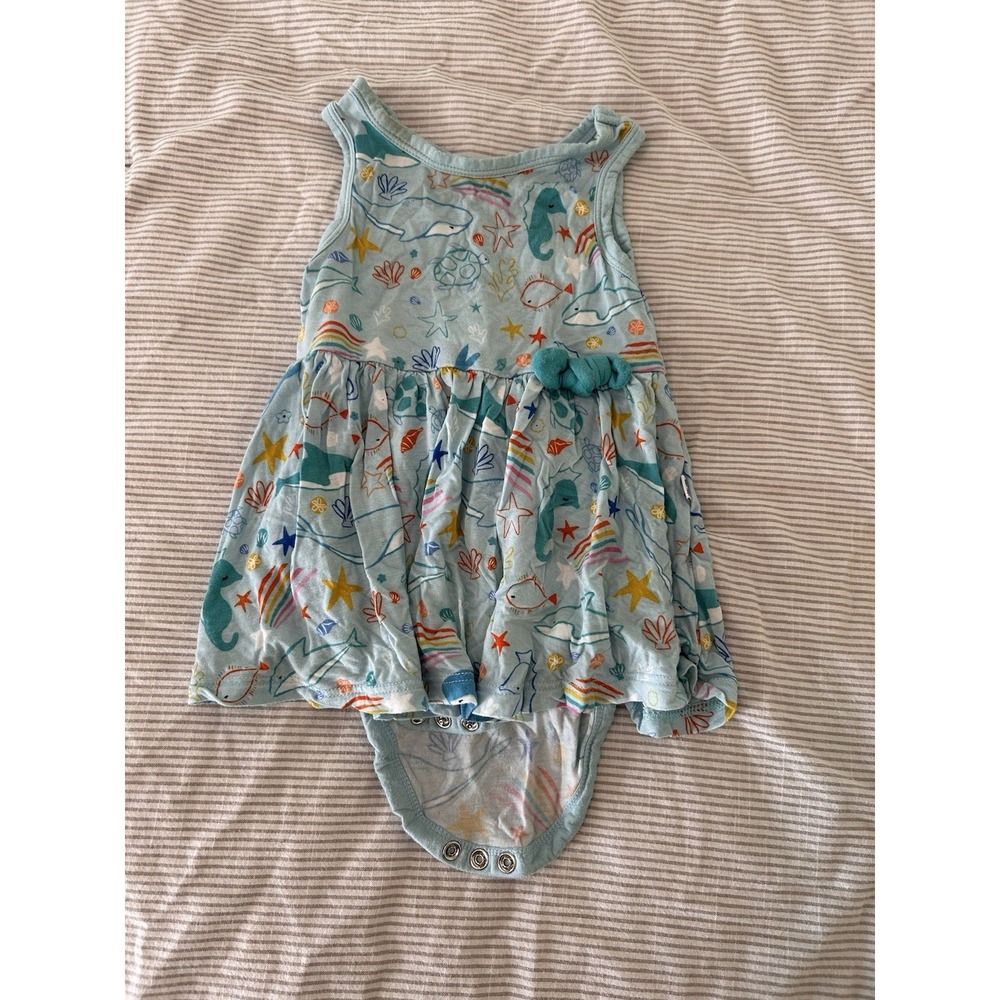 Little Sleepies Play‎ twirl dress 6-12 Months Ocean Pals Blue Bamboo Bodysuit